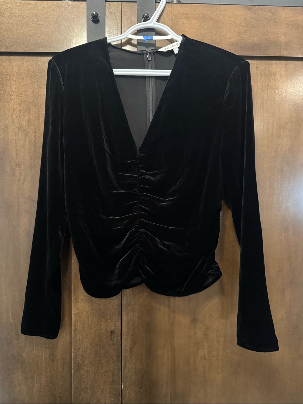 VERONICA BEARD BLACK VELVET RUFFLE TOP SIZE 6 - Picture 2 of 8